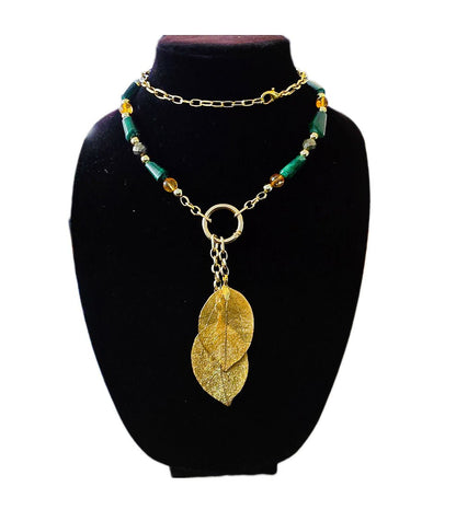 "Abundance Of Wealth" Necklace |Malachite , Citrine, and Pyrite L.Signature Collection by L.Styles