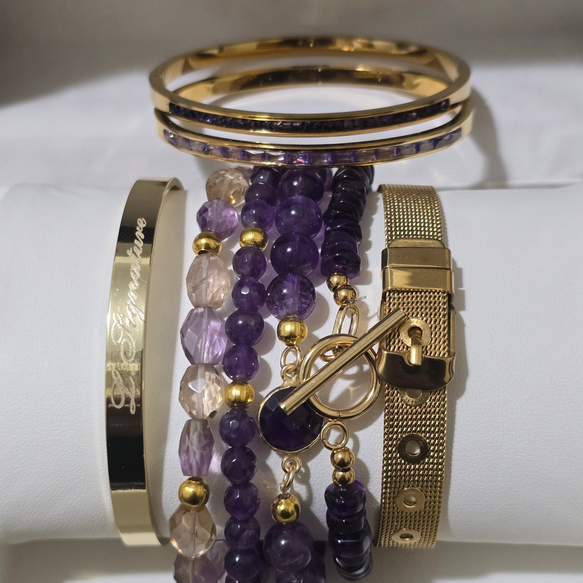 Amethyst and Ametrine Bracelet set L.Signature Collection by L.Styles