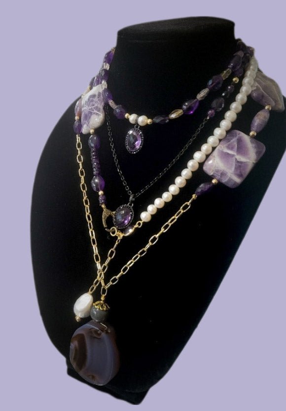 Amethyst and Ametrine Layered Necklace L.Signature Collection by L.Styles