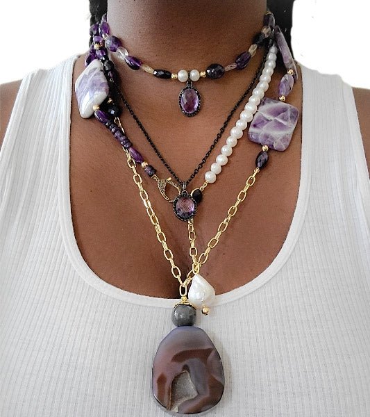 Amethyst and Ametrine Layered Necklace L.Signature Collection by L.Styles