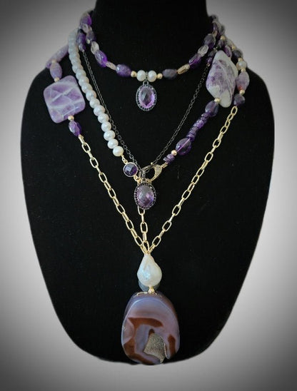 Amethyst and Ametrine Layered Necklace L.Signature Collection by L.Styles