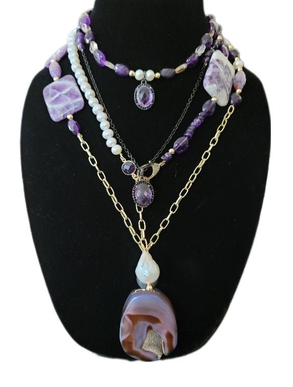 Amethyst and Ametrine Layered Necklace L.Signature Collection by L.Styles