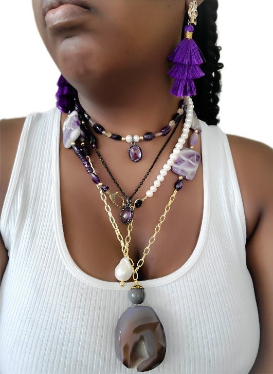 Amethyst and Black Spinel Necklace L.Signature Collection by L.Styles