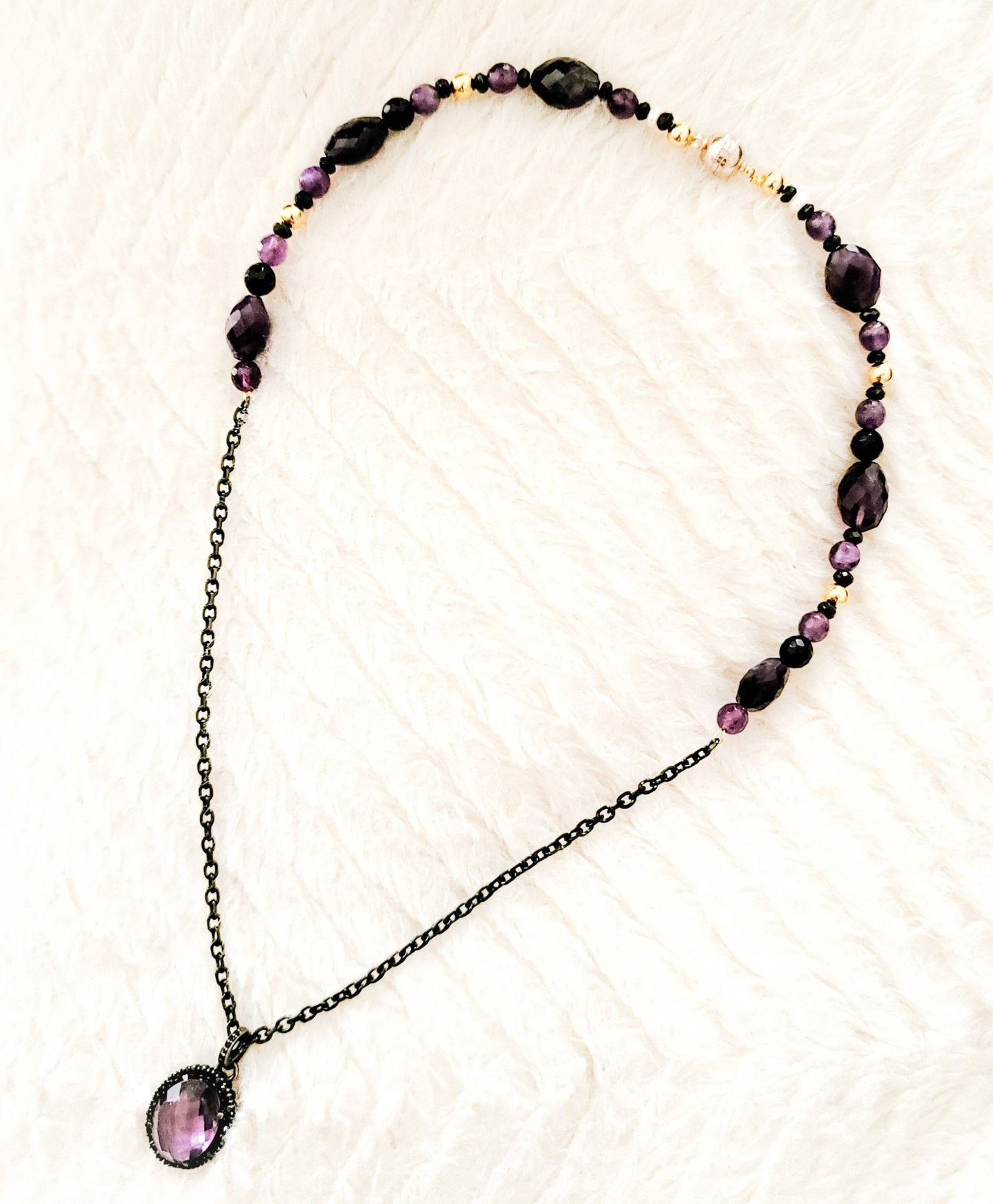 Amethyst and Black Spinel Necklace L.Signature Collection by L.Styles