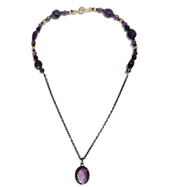 Amethyst and Black Spinel Necklace L.Signature Collection by L.Styles