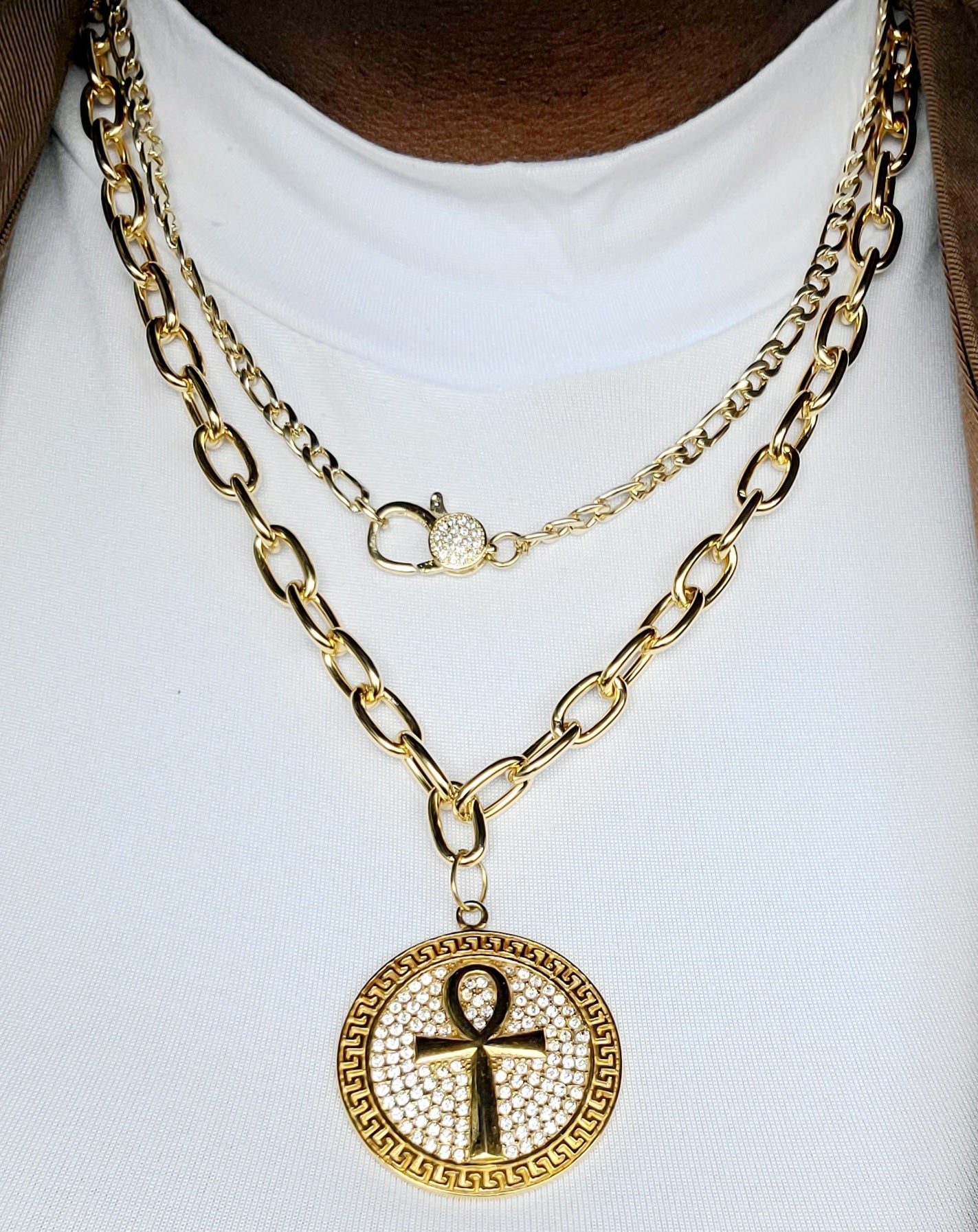 Ankh Gold Chain link Necklace L.Signature Collection by L.Styles