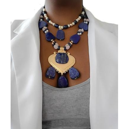 Antique Lapis Lazuli and Rose Gold Necklaxe L.Signature Collection by L.Styles