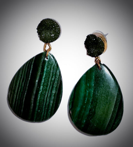 Authentic Malachite Earrings L.Signature Collection by L.Styles