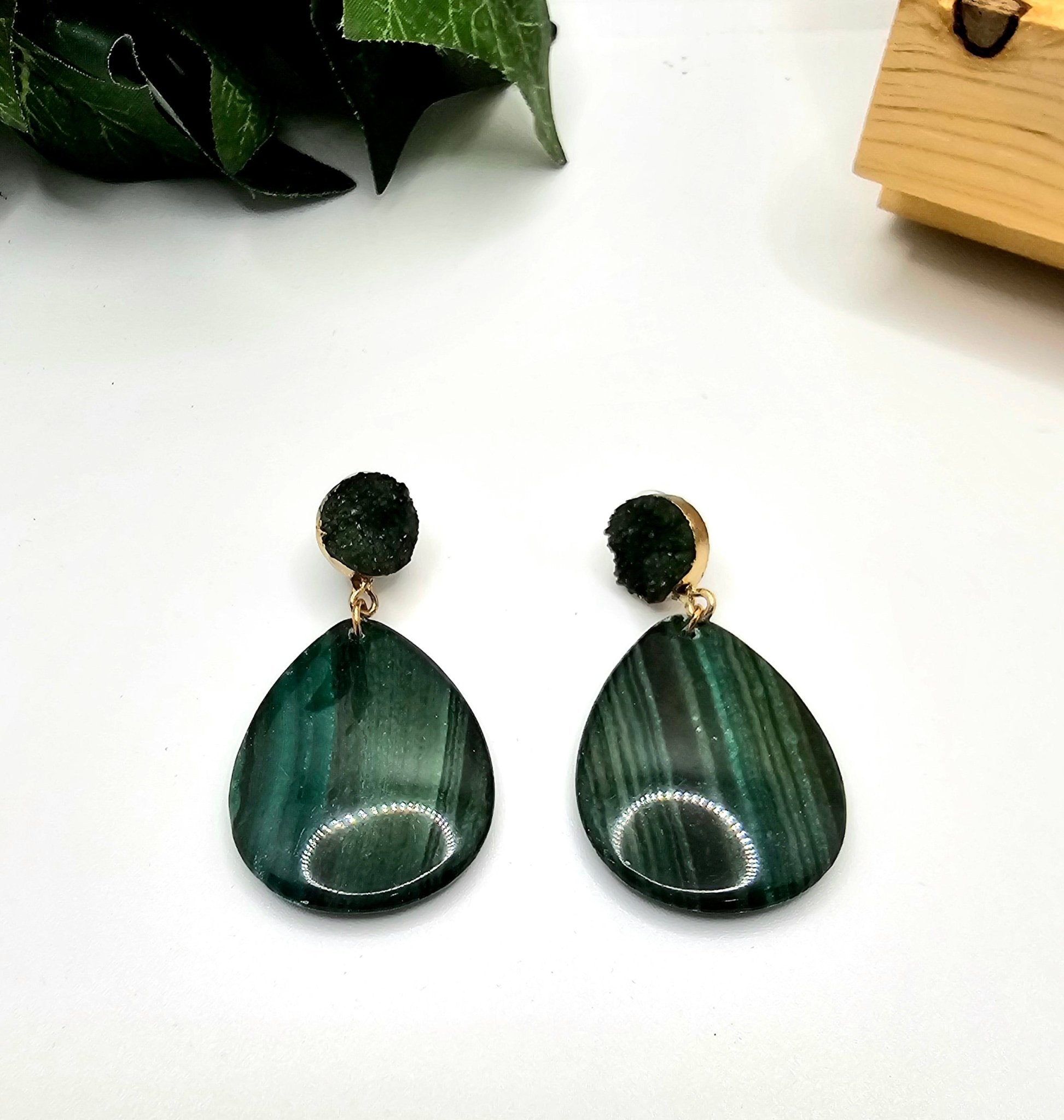 Authentic Malachite Earrings L.Signature Collection by L.Styles