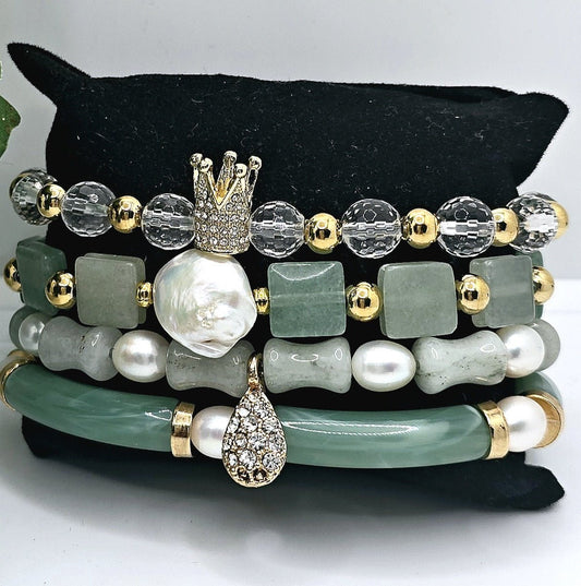 Aventurine and Jade Bracelet set L.Signature Collection by L.Styles