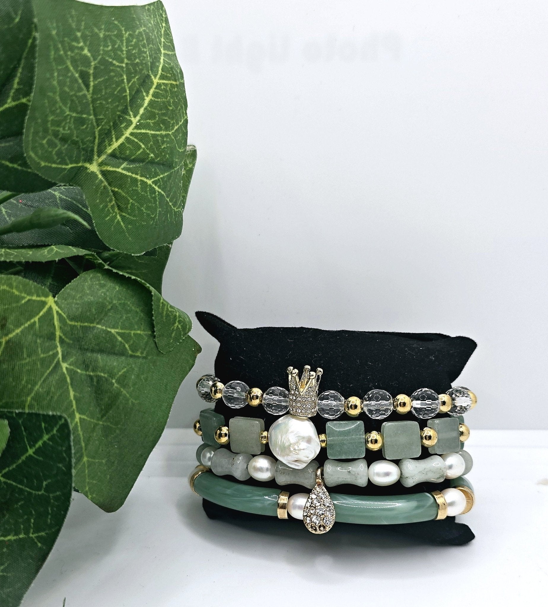 Aventurine and Jade Bracelet set L.Signature Collection by L.Styles