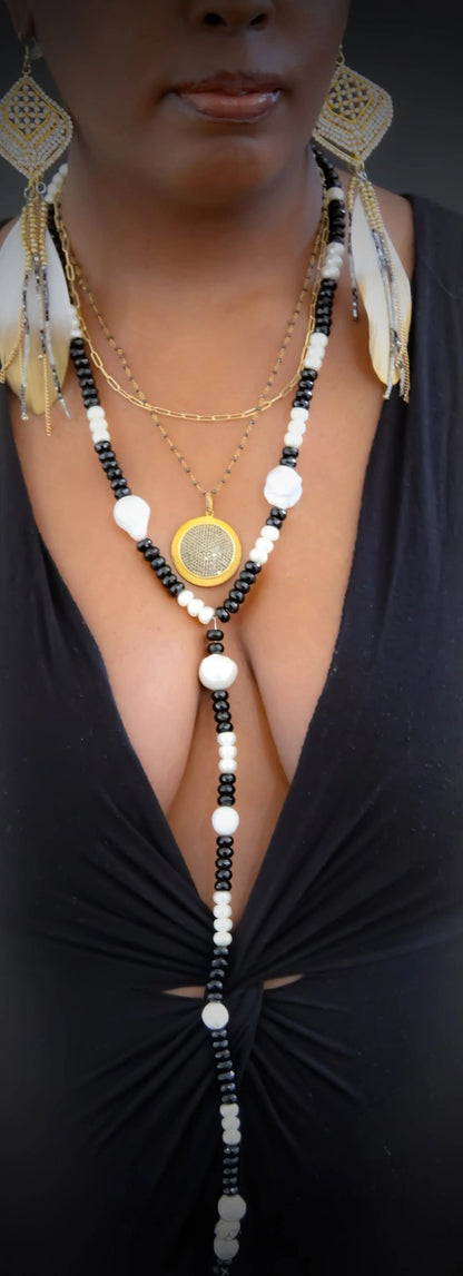 Baroque Pearls and Onyx Collar Necklace L.Signature Collection by L.Styles