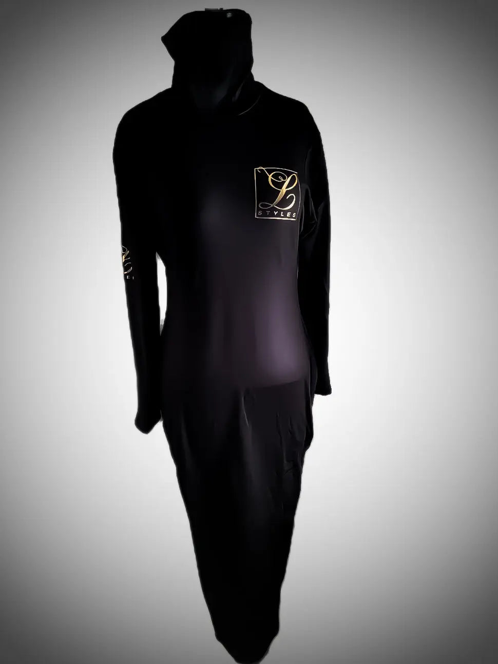 Black and Gold Turtleneck Midi Dress L.Styles, LLC