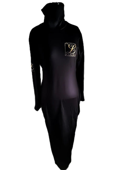 Black and Gold Turtleneck Midi Dress L.Styles, LLC