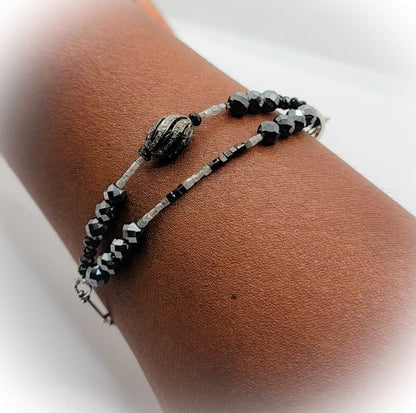 Black and Grey Diamond Chain link Bracelet L.Signature Collection by L.Styles