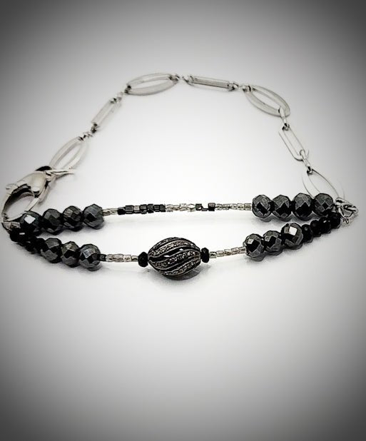 Black and Grey Diamond Chain link Bracelet L.Signature Collection by L.Styles