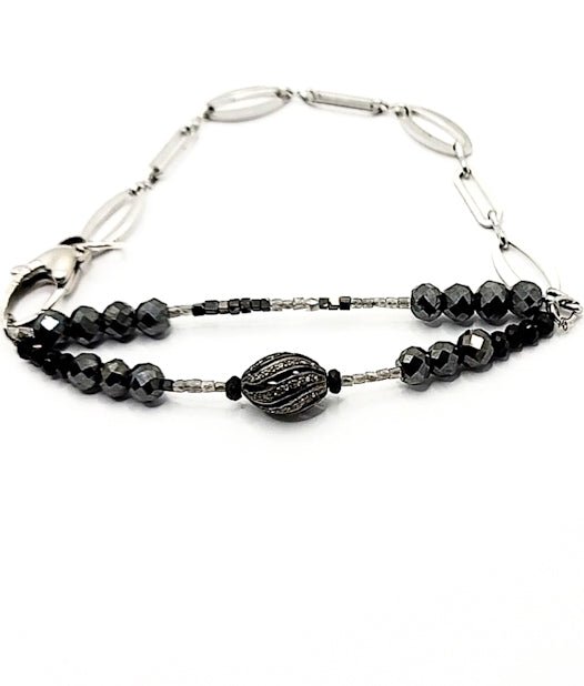 Black and Grey Diamond Chain link Bracelet L.Signature Collection by L.Styles