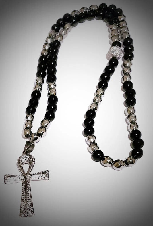 Black and Silver Ankh Necklace L.Signature Collection by L.Styles