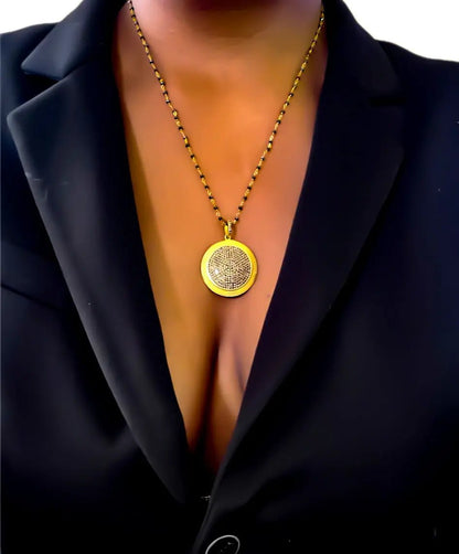 Black Diamonds Medallion Necklace L.Signature Collection