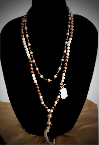 Brown Pearl and Hematite Layered Necklace L.Signature Collection by L.Styles