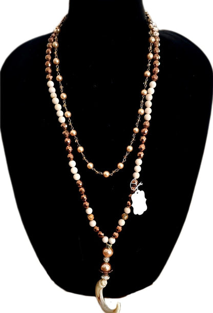 Brown Pearl and Hematite Layered Necklace L.Signature Collection by L.Styles