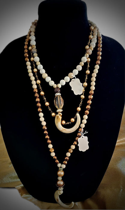 Brown Pearl and Hematite Layered Necklace L.Signature Collection by L.Styles