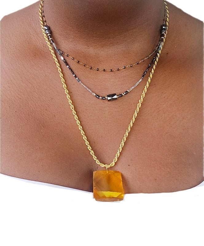 Certified Natural Black and Gray Diamon Station Necklace - L.Signature Collection by L.Styles