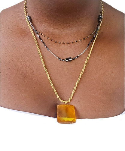Certified Natural Black and Gray Diamon Station Necklace - L.Signature Collection by L.Styles