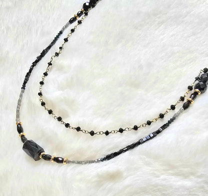 Certified Natural Black and Gray Diamon Station Necklace - L.Signature Collection by L.Styles