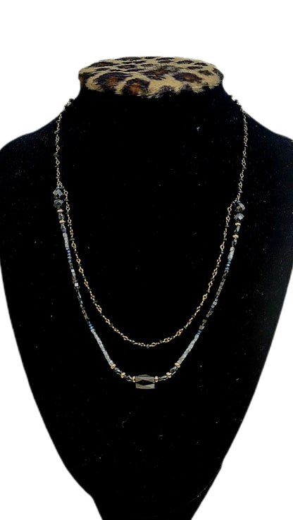 Certified Natural Black and Gray Diamon Station Necklace - L.Signature Collection by L.Styles