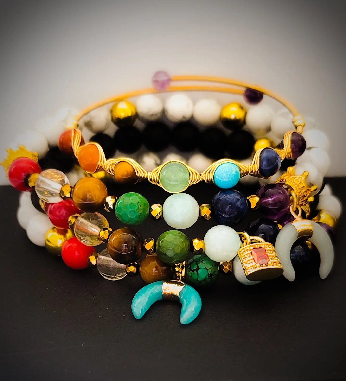 Chakra Stone Stacked Bracelet set L.Signature Collection by L.Styles