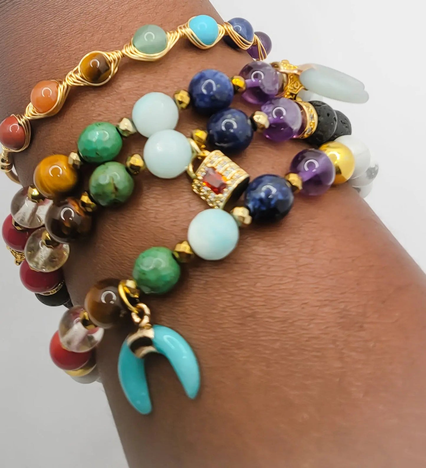 Chakra Stone Stacked Bracelet set L.Signature Collection by L.Styles