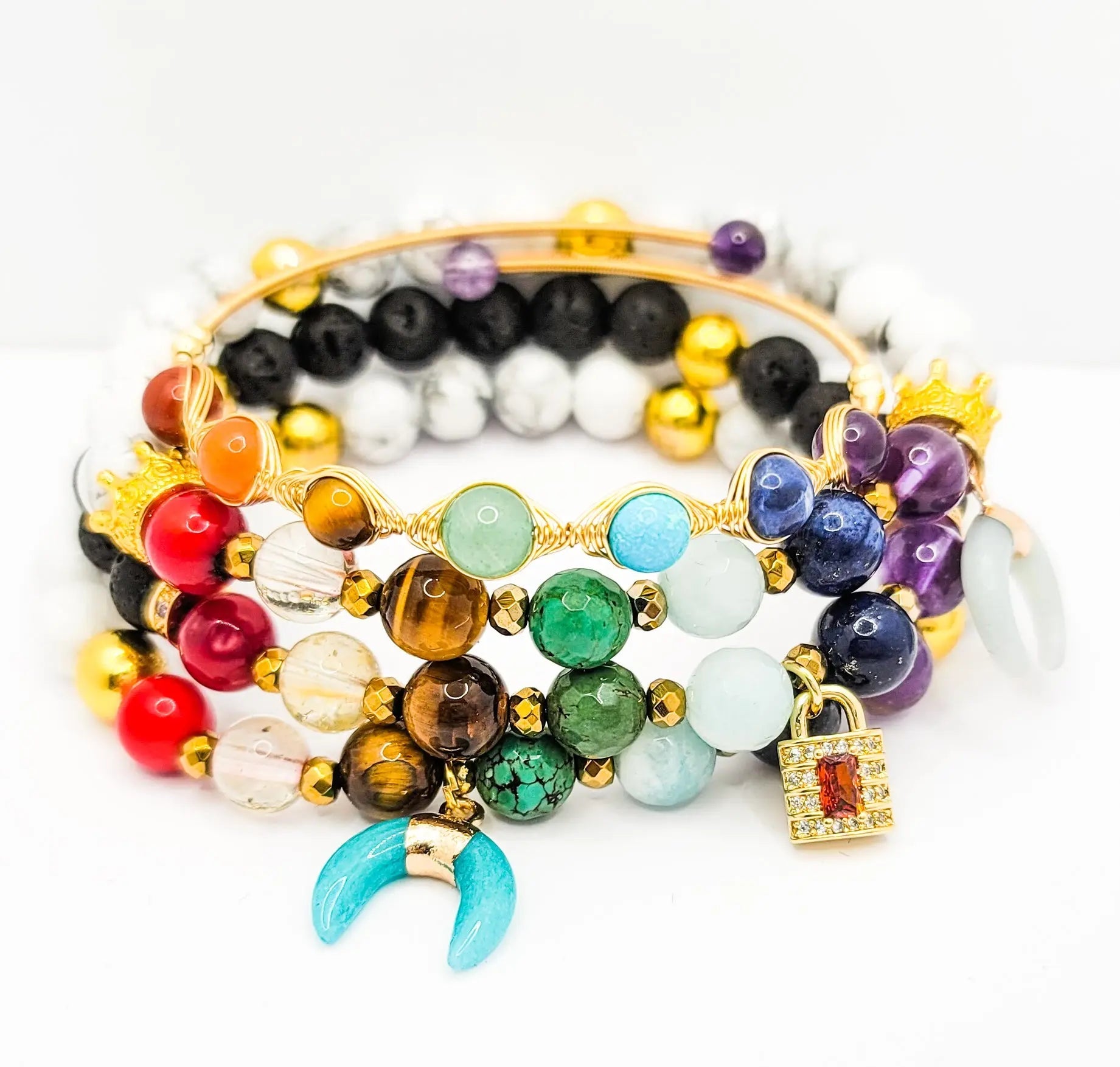 Chakra Stone Stacked Bracelet set L.Signature Collection by L.Styles