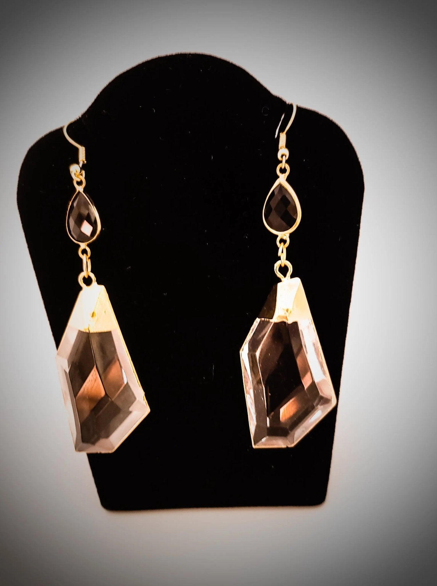 "Charcoal " Clear Quartz Earrings L.Signature Collection