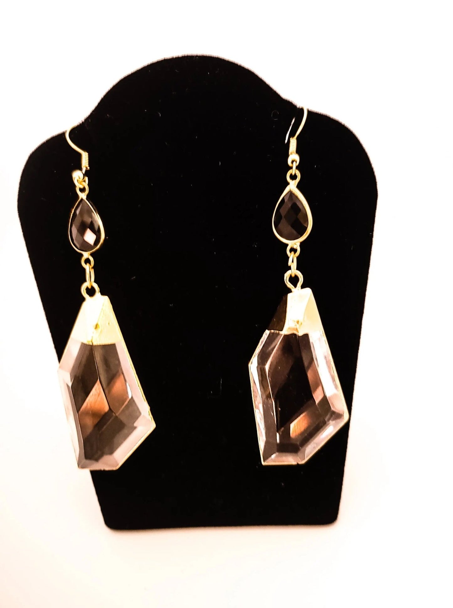 "Charcoal " Clear Quartz Earrings L.Signature Collection