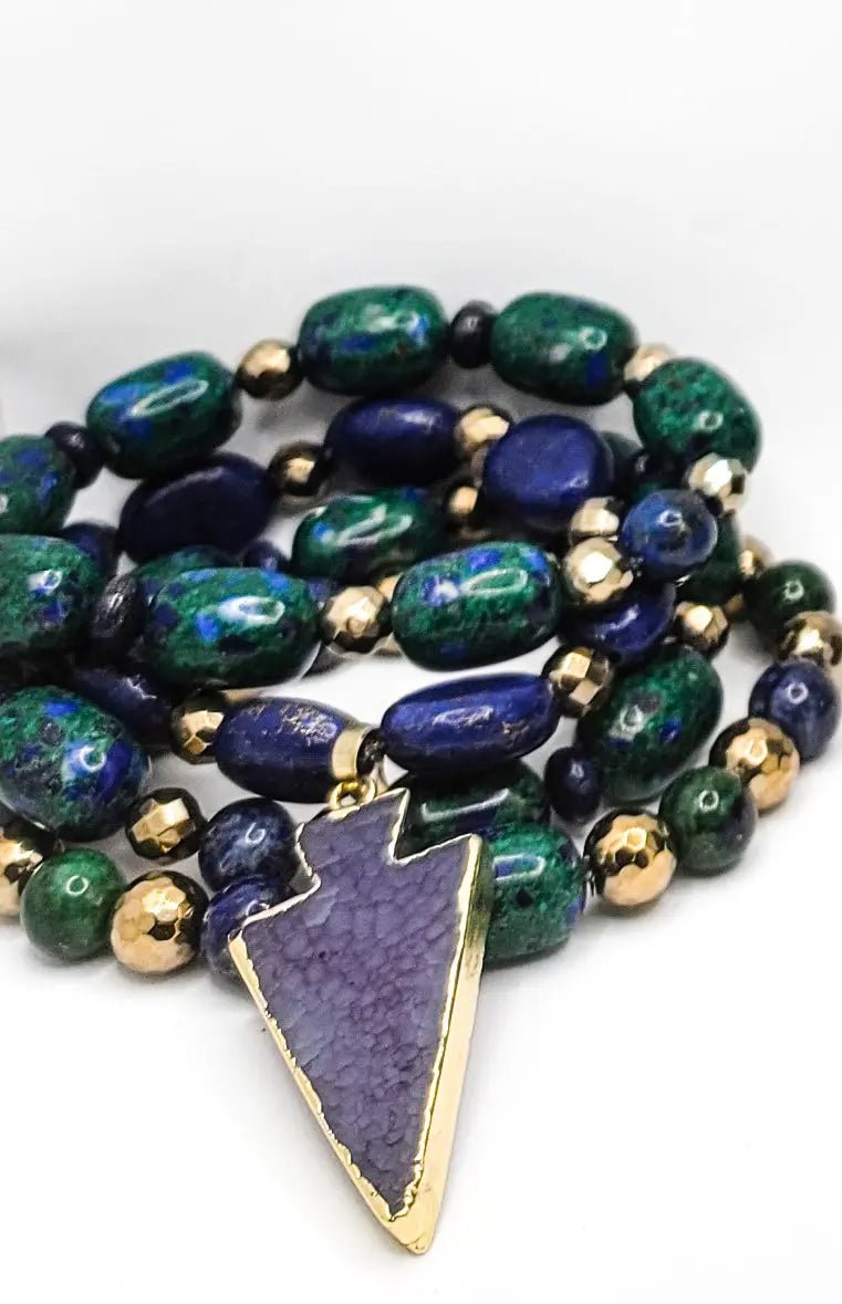 Chrysocolla and Lapis Lazuli Gemstone Jewelry Set L.Signature Collection by L.Styles