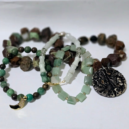 Chrysoprase and Jade Bracelet Set L.Signature Collection by L.Styles