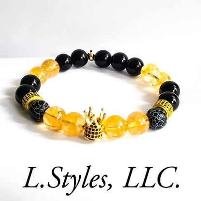 Citrine and Onyx Crown Bracelet set L.Signature Collection