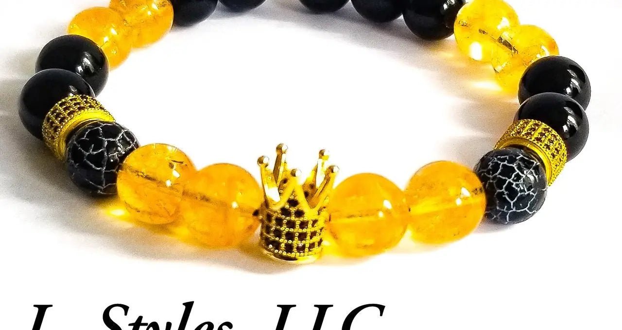 Citrine and Onyx Crown Bracelet set L.Signature Collection