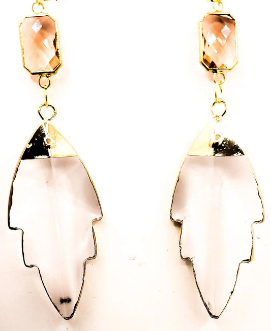 Clear Quartz Earrings " Peach" L.Signature Collection