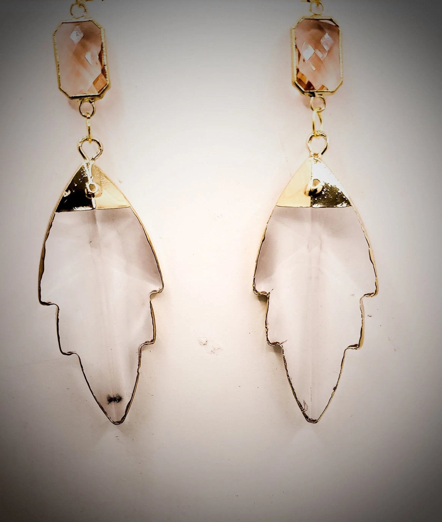 Clear Quartz Earrings " Peach" L.Signature Collection