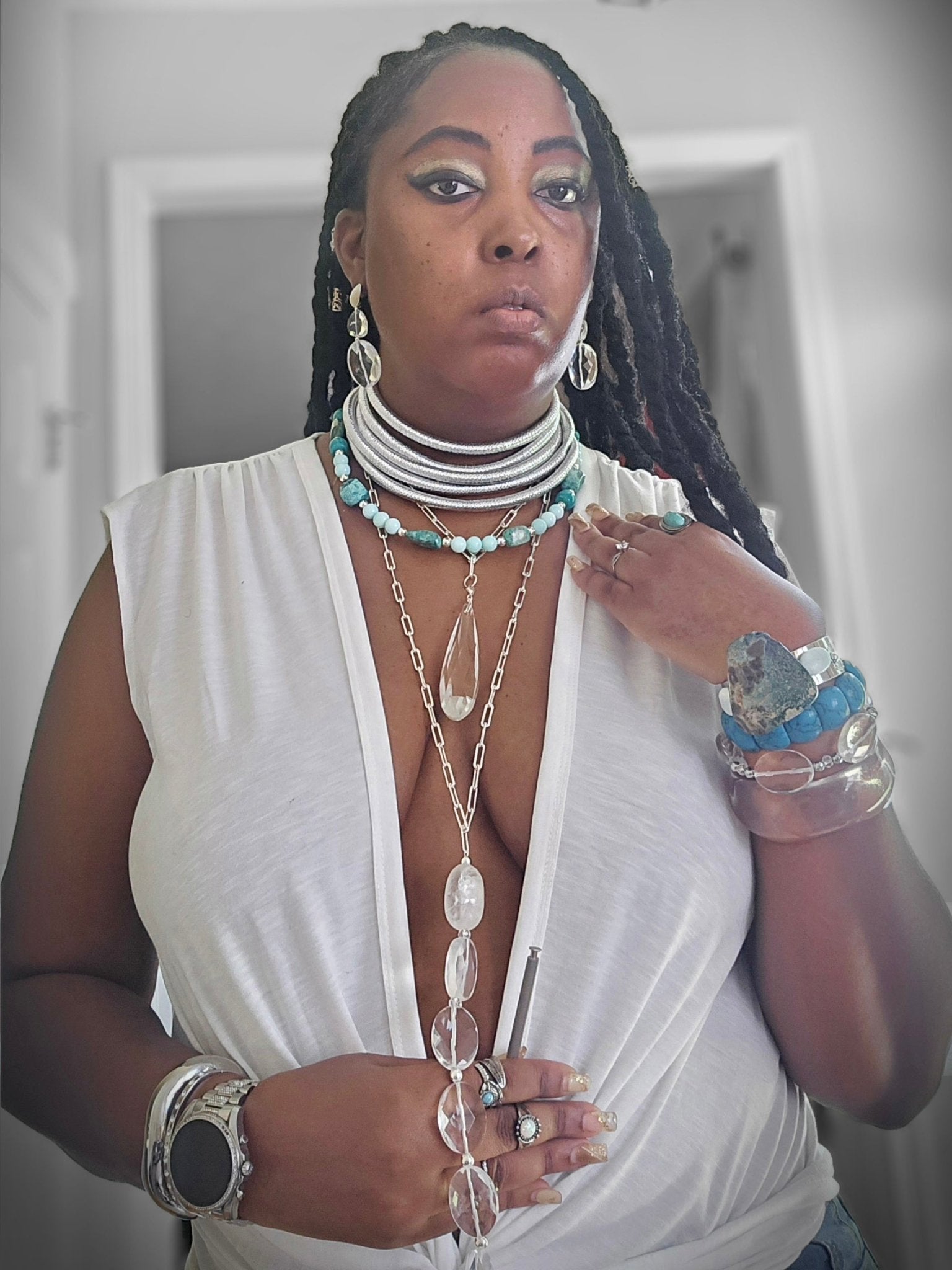 Clear Quartz Pendant Necklace - L.Signature Collection by L.Styles