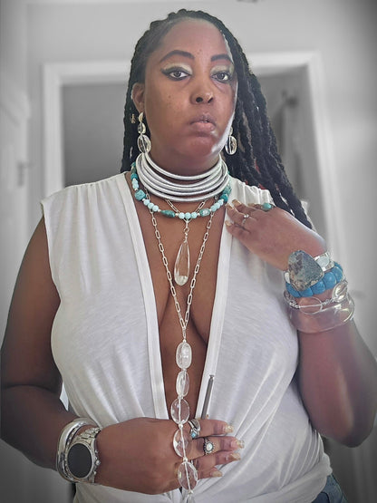 Clear Quartz Pendant Necklace - L.Signature Collection by L.Styles
