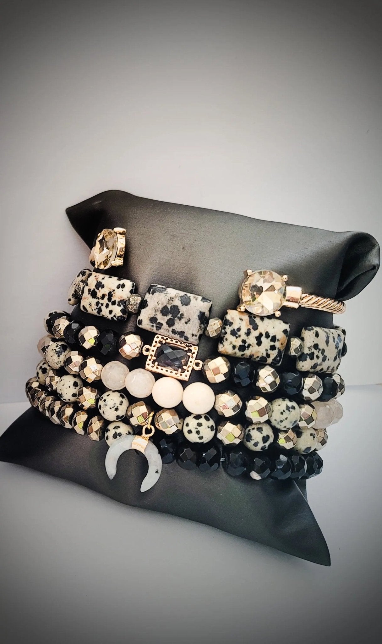 Dalmation Jasper Bracelet Stacked set L.Signature Collection by L.Styles