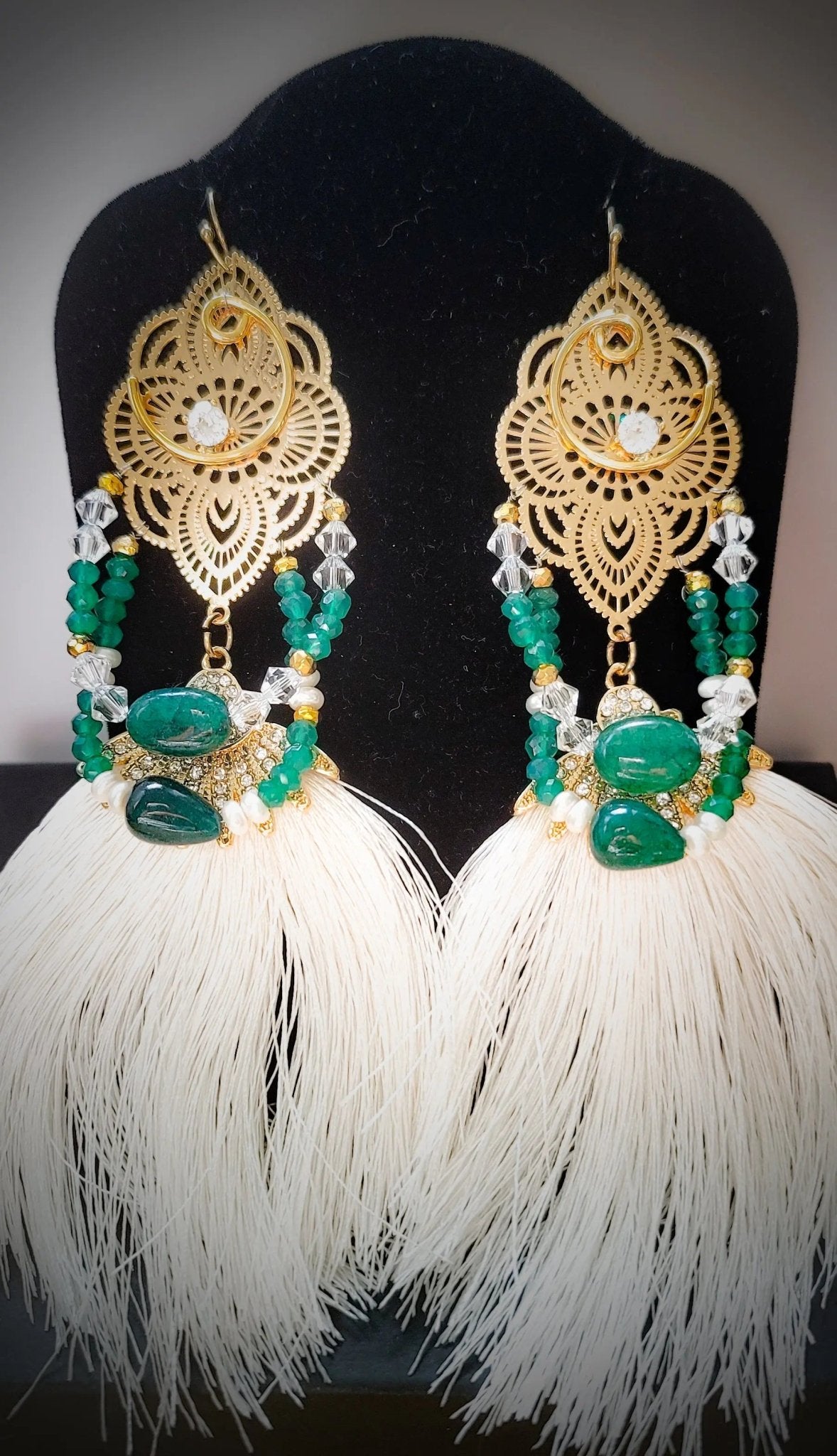 emerald green tassel earrings L.Signature Collection by L.Styles