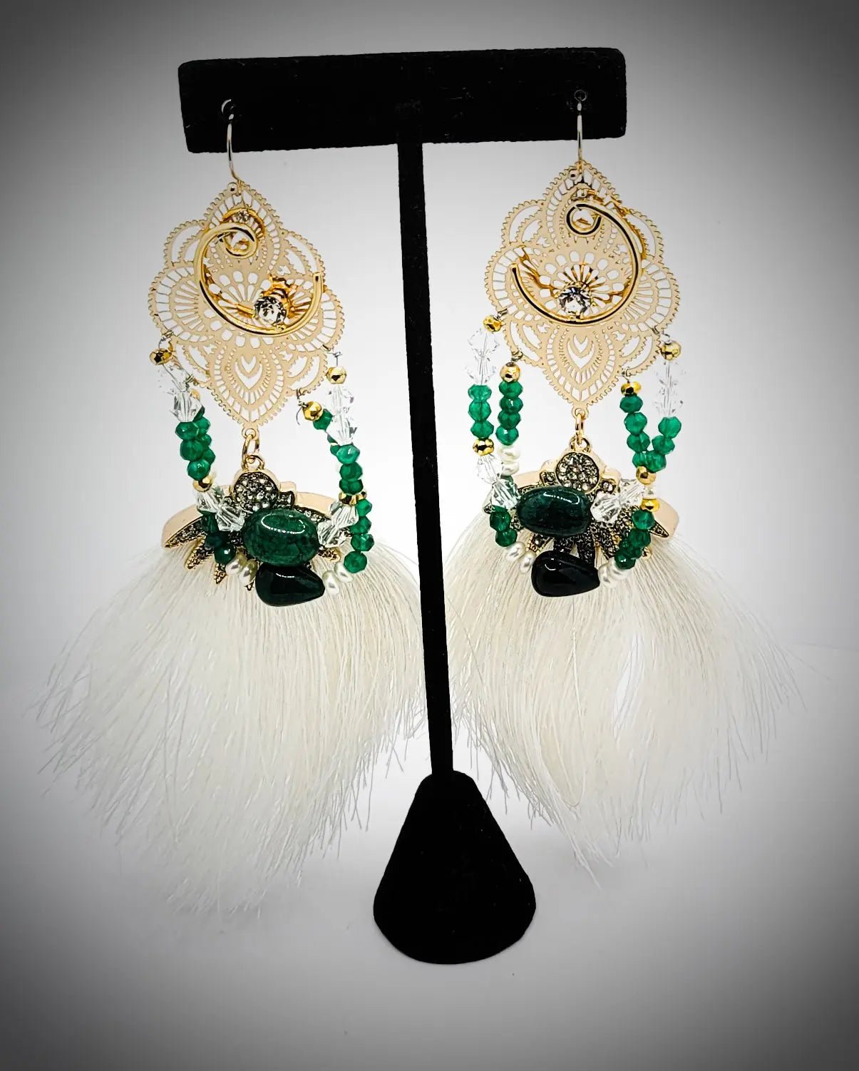 emerald green tassel earrings L.Signature Collection by L.Styles