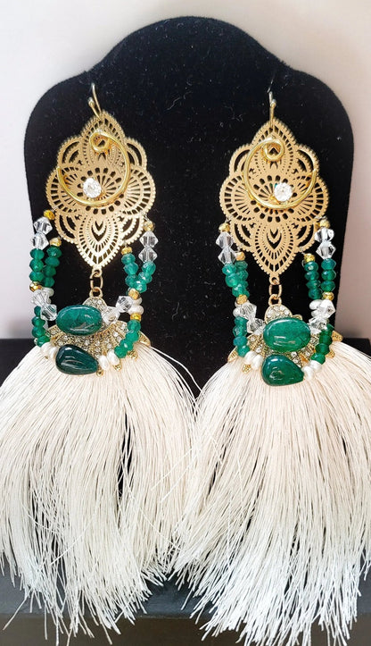 emerald green tassel earrings L.Signature Collection by L.Styles