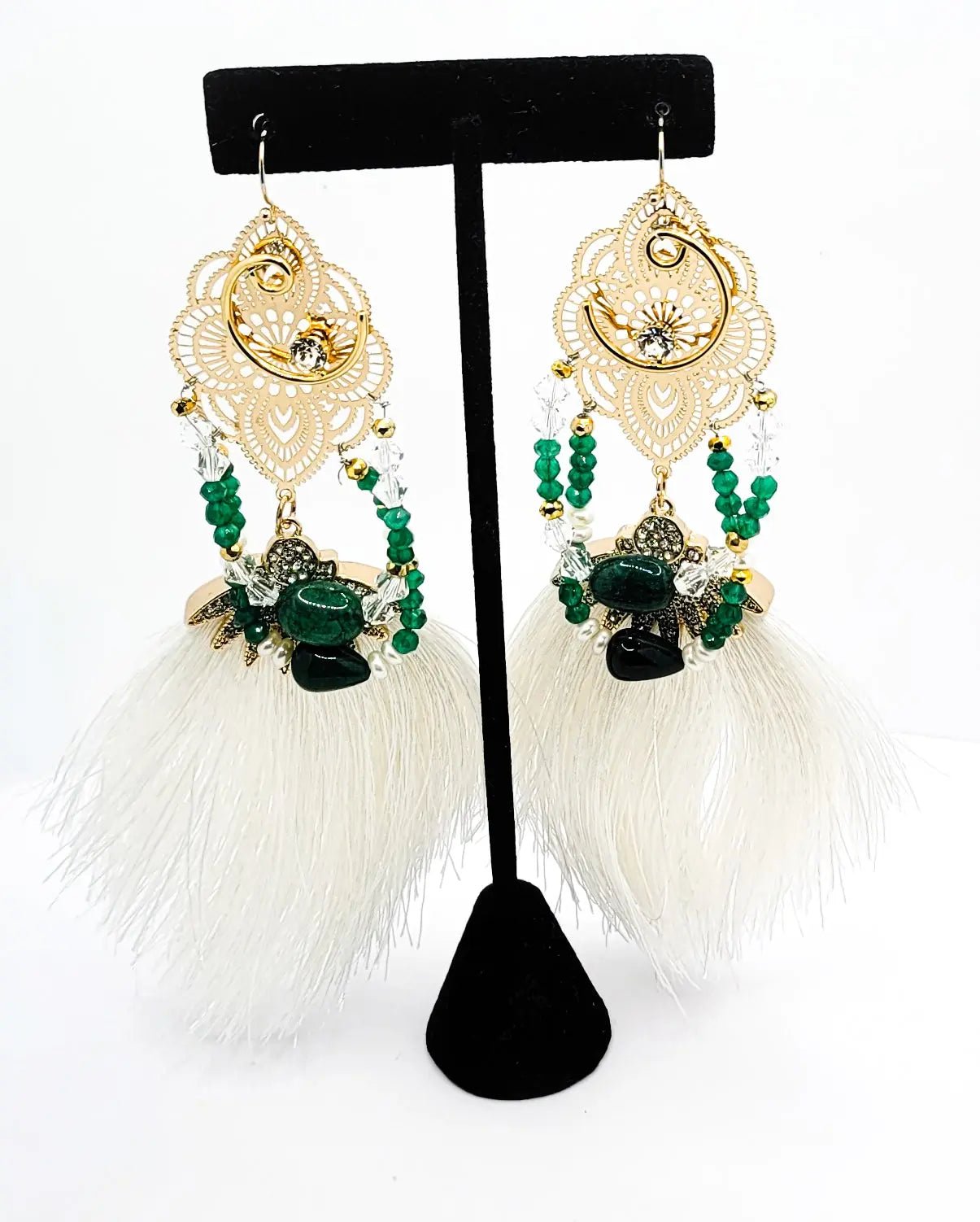 emerald green tassel earrings L.Signature Collection by L.Styles