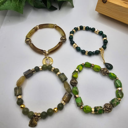 Emperial Green Bracelet set | Malachite, Jade, Jasper, and Emeralds L.Signature Collection by L.Styles