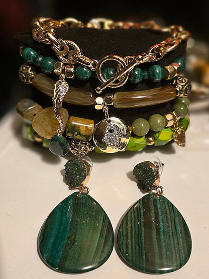 Emperial Green Bracelet set | Malachite, Jade, Jasper, and Emeralds L.Signature Collection by L.Styles